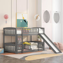 Load image into Gallery viewer, Low Bunk Bed With Slide, Fence And Ladder
