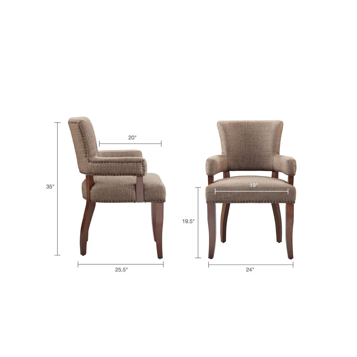 Elegant Arm Dining Chair With Brass Nail Head Detailing - Ego Home Furniture
