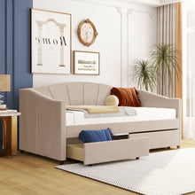 Load image into Gallery viewer, Upholstered Daybed With Two Drawers And Wood Slat

