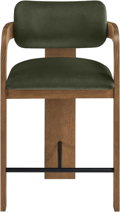 Cedra - Velvet Performance Fabric Upholstered Counter Stool - Brown Frame
