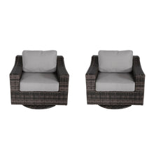 Load image into Gallery viewer, Outdoor Swivel Patio Chair With Cushions (Set of 2) - Brown
