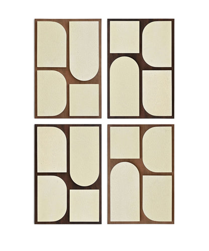 Icon - Mango Wood 4 Piece Wall Art - Brown / Natural