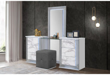 Load image into Gallery viewer, Ylime - Marble Vanity Stool - Light Gray / White
