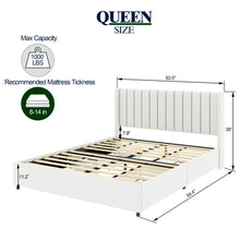 Load image into Gallery viewer, Anda - Boucle Upholstered Platform Bed With Patented Drawers Storage - Ivory
