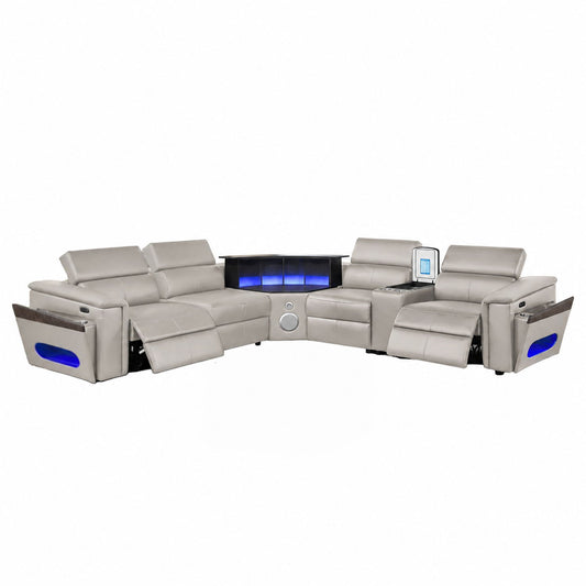 Nova - Sectional With Bluetooth Speaker, LED And Lifting Wine Cabinet