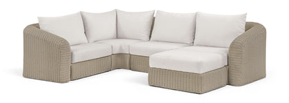 Seacrest - 123.25" Olefin Water Resistant And Wicker 5 Piece Outdoor Patio Modular Sectional