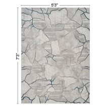 Load image into Gallery viewer, Geometrix - 5'3" X 7'3" Area Rug, Geometric 3D Effect - Gray / Ivory
