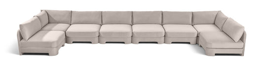 Hammond - Velvet Performance Fabric Upholstered 8 Piece U-Shaped Armless Sectional - Beige