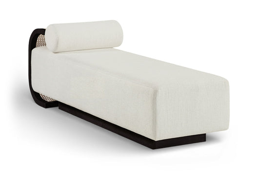Zephyr - Linen Textured Fabric Upholstered Chaise - Painted Black Base