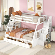 Load image into Gallery viewer, Bunk Bed With Drawers, Ladder And Storage Staircase
