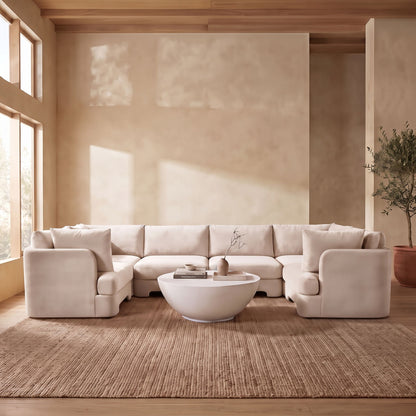 Hammond - Velvet Performance Fabric Upholstered 6 Piece U-Shaped Sectional