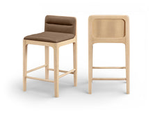 Load image into Gallery viewer, Ellis - Vegan Leather Upholstered Counter Stool (Set of 2) - Natural Base
