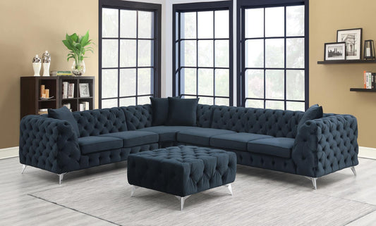 U294 - Velvet 3 Piece Sectional - Black