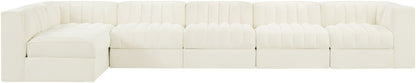Rummi - Velvet Performance Fabric Upholstered 6 Piece Modular Sectional, L-Shaped (Right)