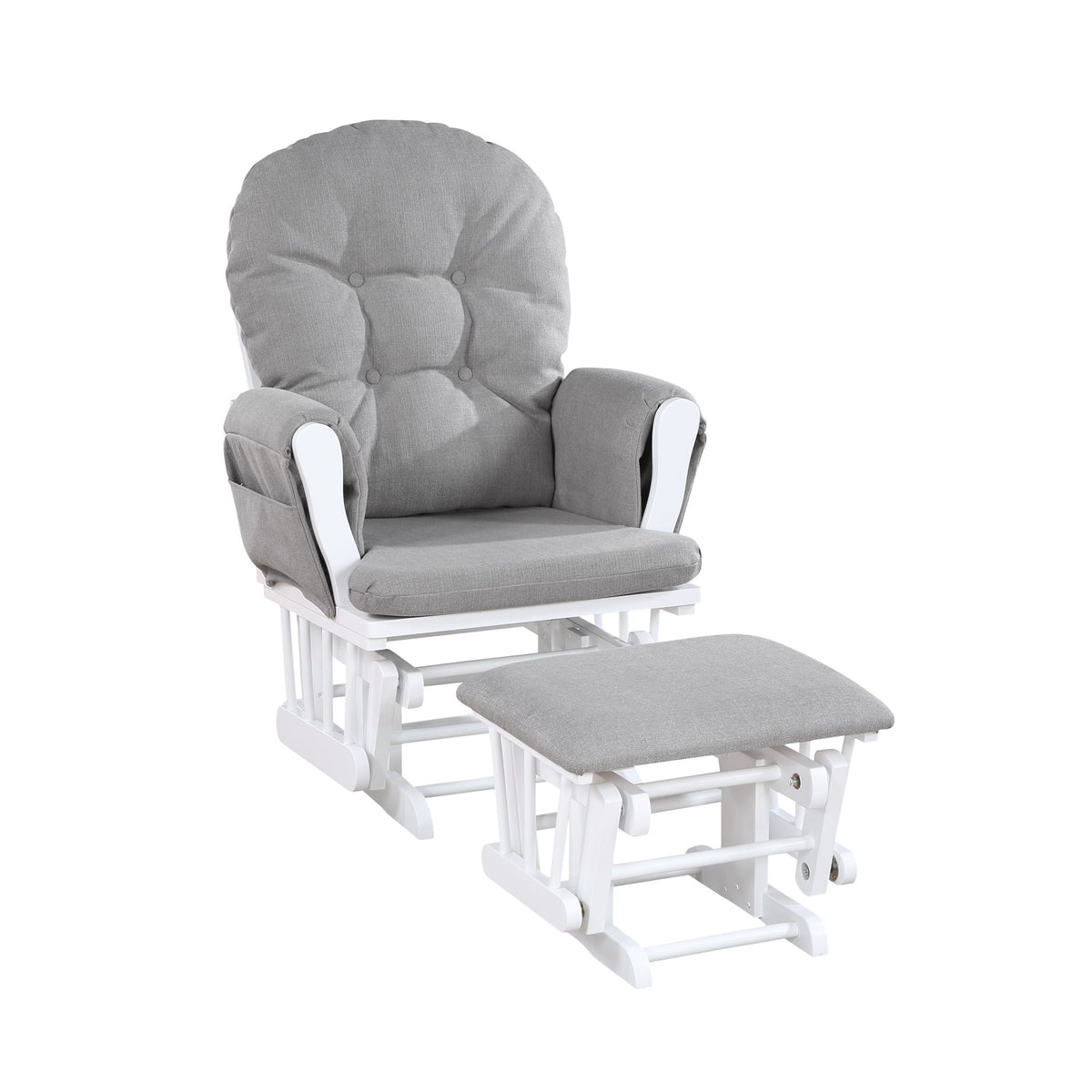 Mason - Glider And Ottoman White Wood - Gray