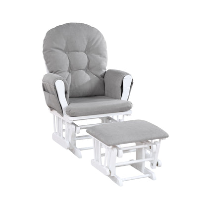 Mason - Glider And Ottoman White Wood - Gray