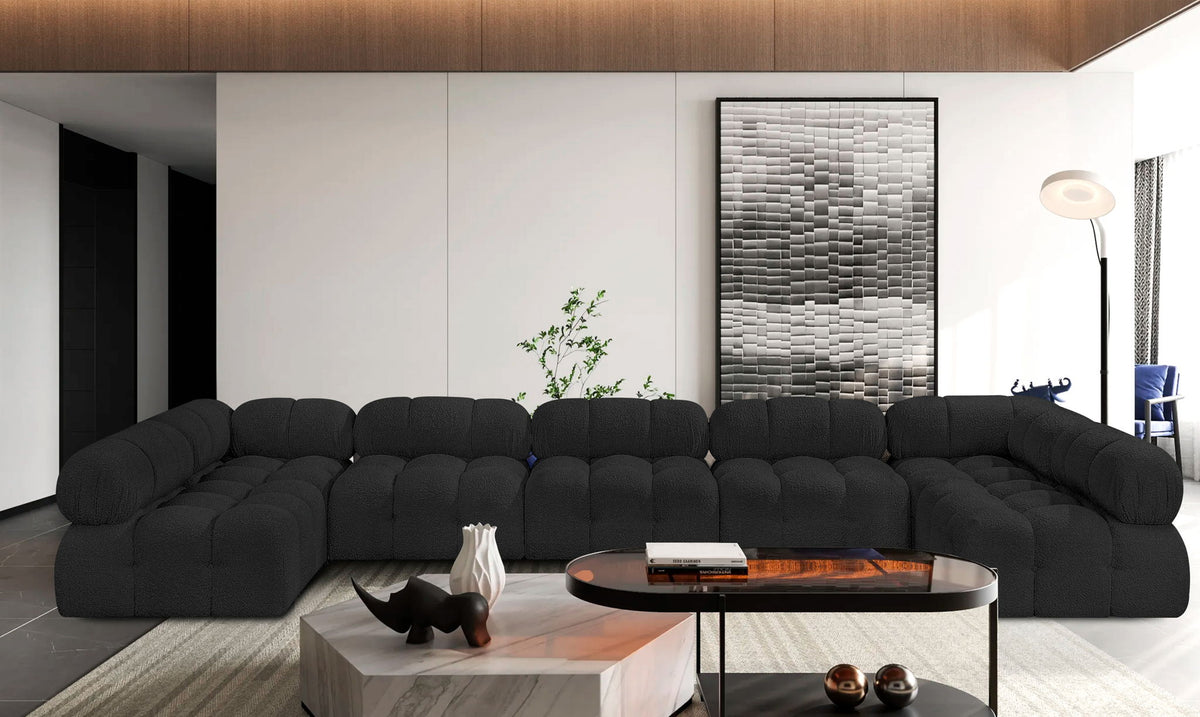 Ames - 7 Piece Boucle Fabric Modular Sectional