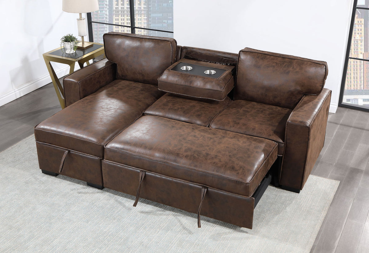 U0203 - Reversible Pullout Sofa Bed - Coffee