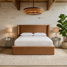 Load image into Gallery viewer, Kendall - Velvet Upholstered Bed - Saddle
