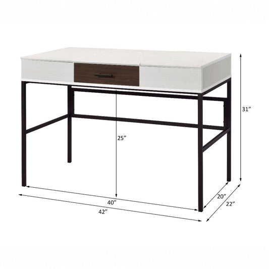 Verster - Writing Desk With USB - Black / Natural