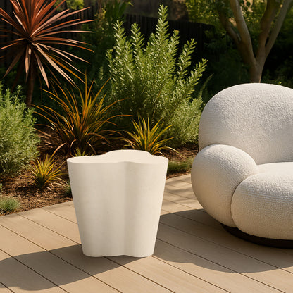 Monza - Concrete And Fiberglass Indoor / Outdoor End Table - Cream