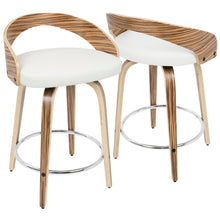 Load image into Gallery viewer, Grotto - Contemporary Fixed Height Counter Stool &amp; Swivel With Round Footrest (Set of 2)

