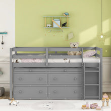 Load image into Gallery viewer, Loft Bed With Retractable Writing Desk And 4 Drawers, With Lateral Portable Desk And Shelves
