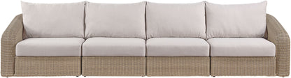 Seacrest - Olefin Water Resistant Fabric And Wicker 4 Piece Outdoor Patio Modular Sofa