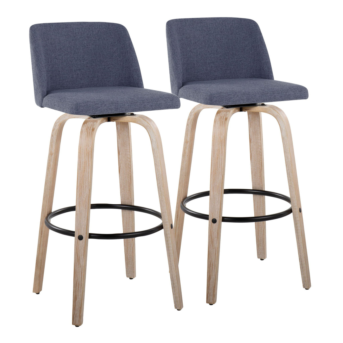 Toriano - Mid-Century Modern Fixed Height BarStool With Round Footrest (Set of 2) - Ego Home Furniture