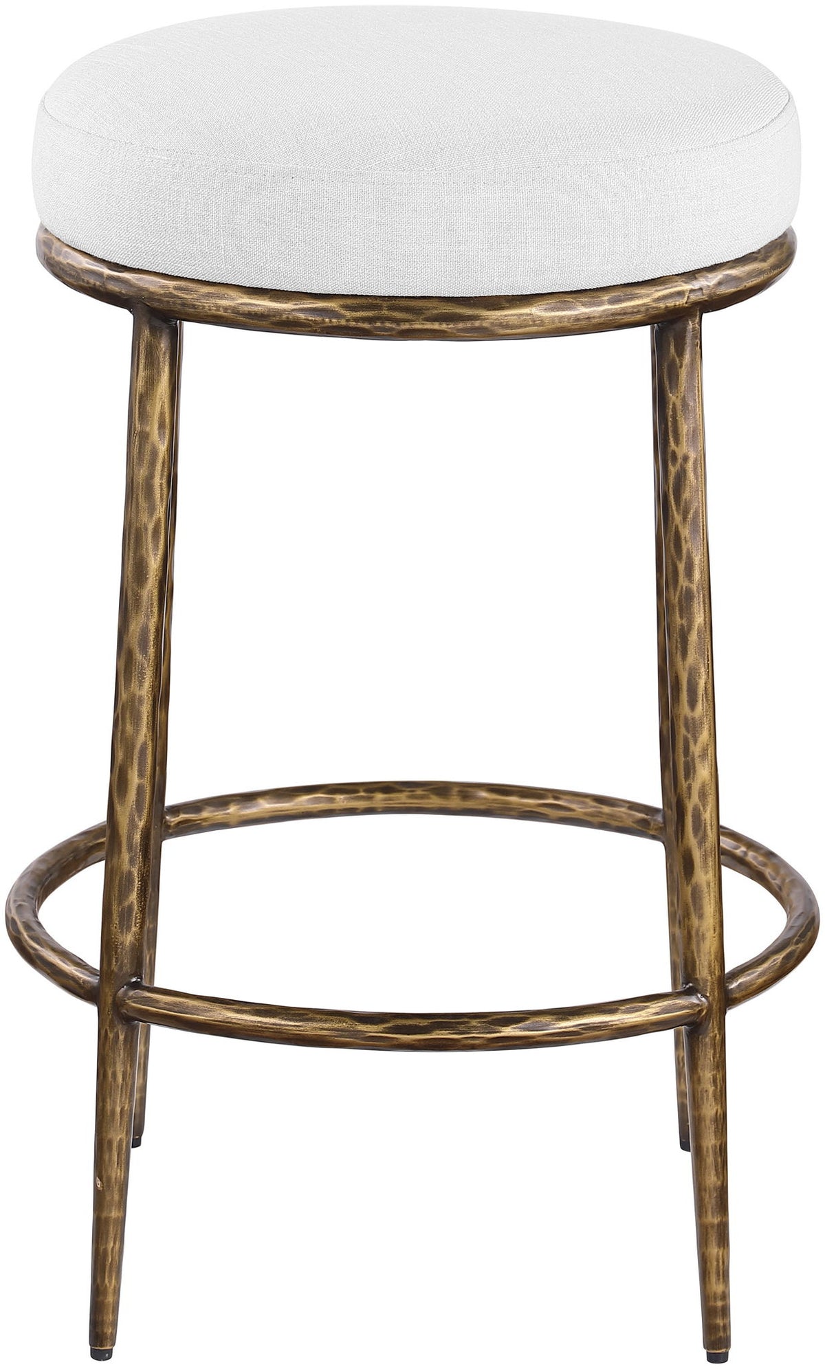Ferro - Upholstered Backless Counter Stool With Brushed Gold Base