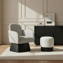 Load image into Gallery viewer, Marlowe - Linen Textured Fabric Upholstered Swivel Accent Chair - Stained Black
