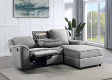 Load image into Gallery viewer, Destiny - Linen Sectional Sofa With Dropdown Table - Gray
