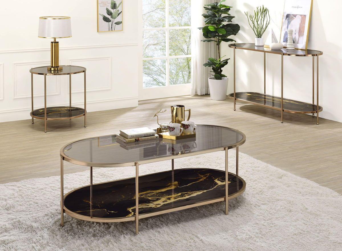 Fiorella - Marble Print Glass Table - Ego Home Furniture