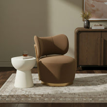 Load image into Gallery viewer, Elara - Velvet Upholstered Swivel Accent Chair - Saddle / Stained Natural
