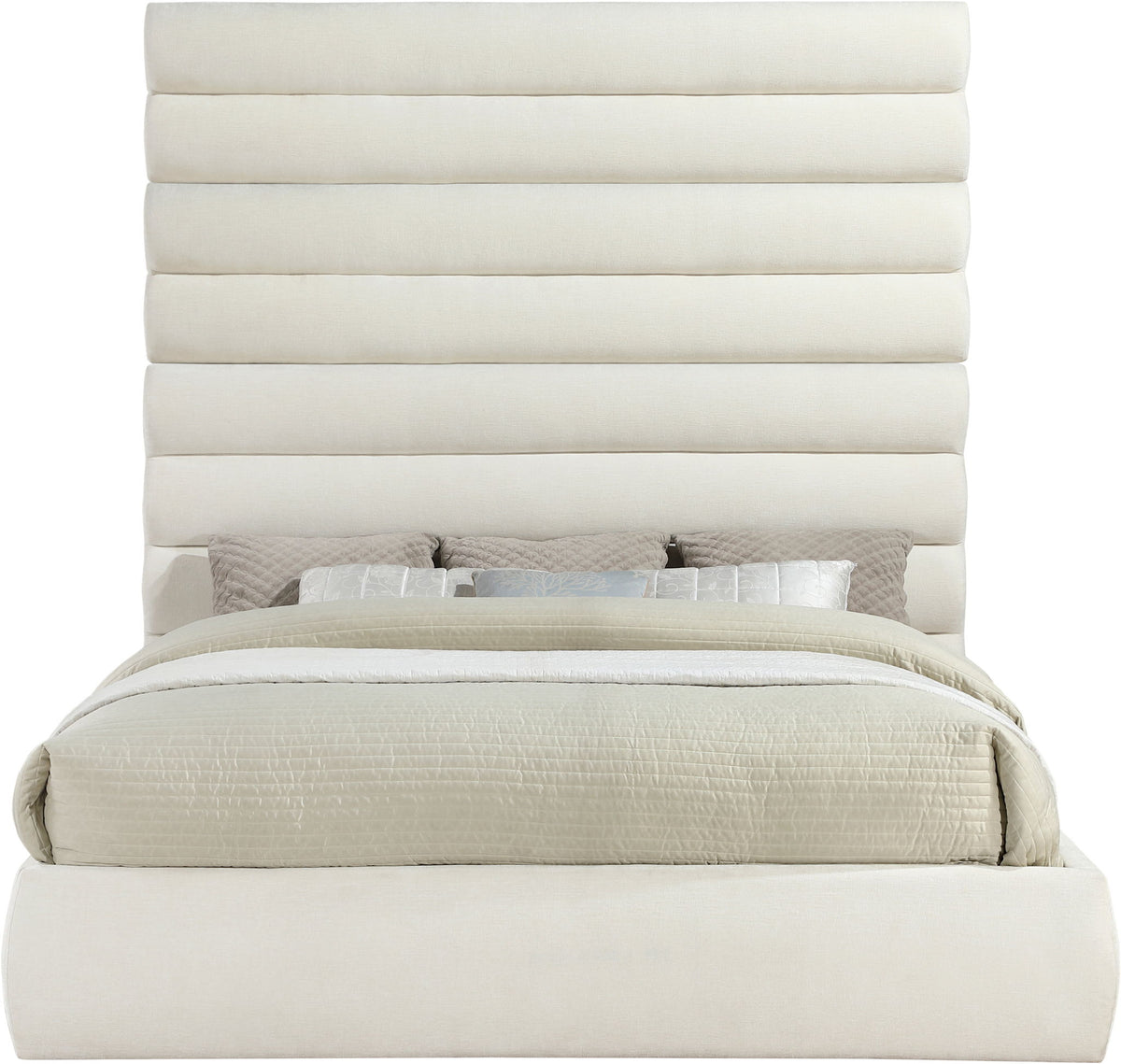 Adam - Chenille Fabric Bed With 89" Headboard