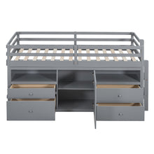 Load image into Gallery viewer, Loft Bed With 4 Drawers, Underneath Cabinet And Shelves
