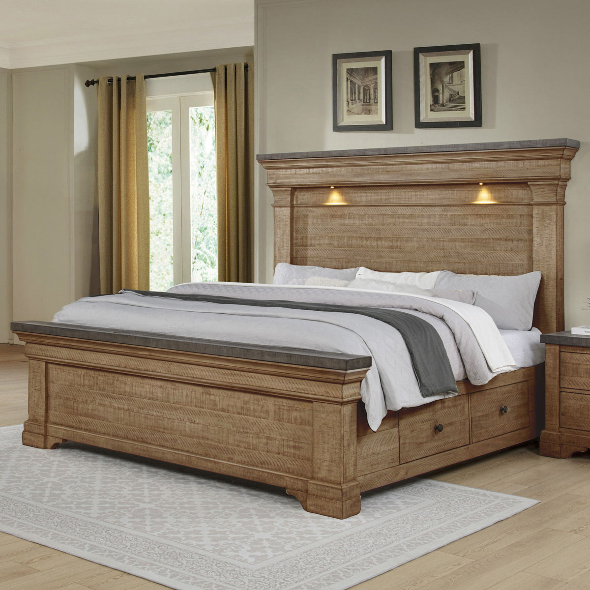 Augusta - 5/0-6/6 Queen/King Storage Side Rails - Rustic Brown