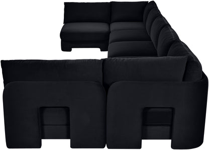 Hammond - Velvet Performance Fabric Upholstered 7 Piece U-Shaped Armless Sectional