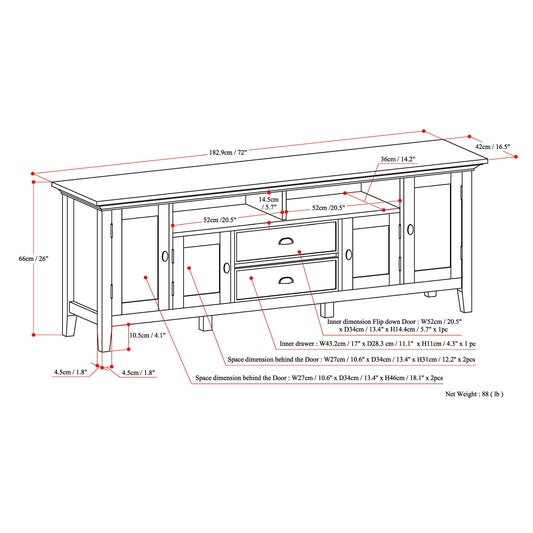 Redmond - TV Media Stand - Hickory Brown