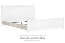 Load image into Gallery viewer, Willowton - Queen Sleigh Rails with Faux Plank Design - Whitewash
