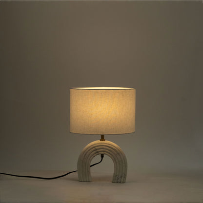 Lithos - Genuine Marble Base And Linen Textured Fabric Shade Table Lamp