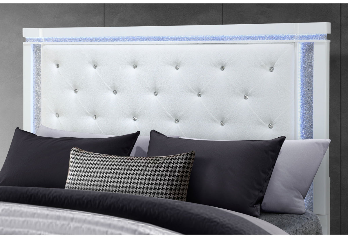 Alina - Queen Bed Headboard With LED - White