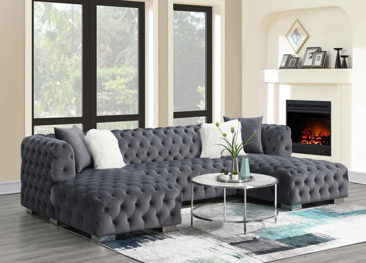U287 - 3 Piece Sectional (Two Chaises) - Dark Gray