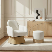 Load image into Gallery viewer, Marlowe - Linen Textured Fabric Upholstered Swivel Accent Chair - Stained Natural
