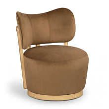 Load image into Gallery viewer, Elara - Velvet Upholstered Swivel Accent Chair - Saddle / Stained Natural
