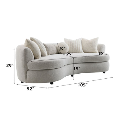 Iniko - Boucle Sofa With Toss Pillows - Beige