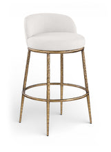 Load image into Gallery viewer, Ferro - Performance Fabric Upholstered Bar Stool - Cream / Antique Brass
