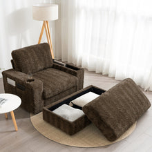 Load image into Gallery viewer, Oversized Chaise Lounge Indoor Rabbit Fur Sofa Bed With Storage Ottoman And Armrests Cup Holders With Deep Seat
