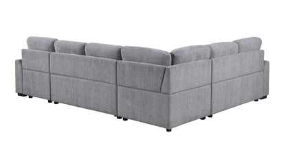 Nyhan - Upholstered Corner Sectional With Pull Out Loveseat And Storaged Chaise