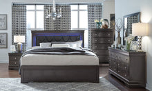 Load image into Gallery viewer, Pompei - 5 Piece Queen Bedroom Set With LED - Gray
